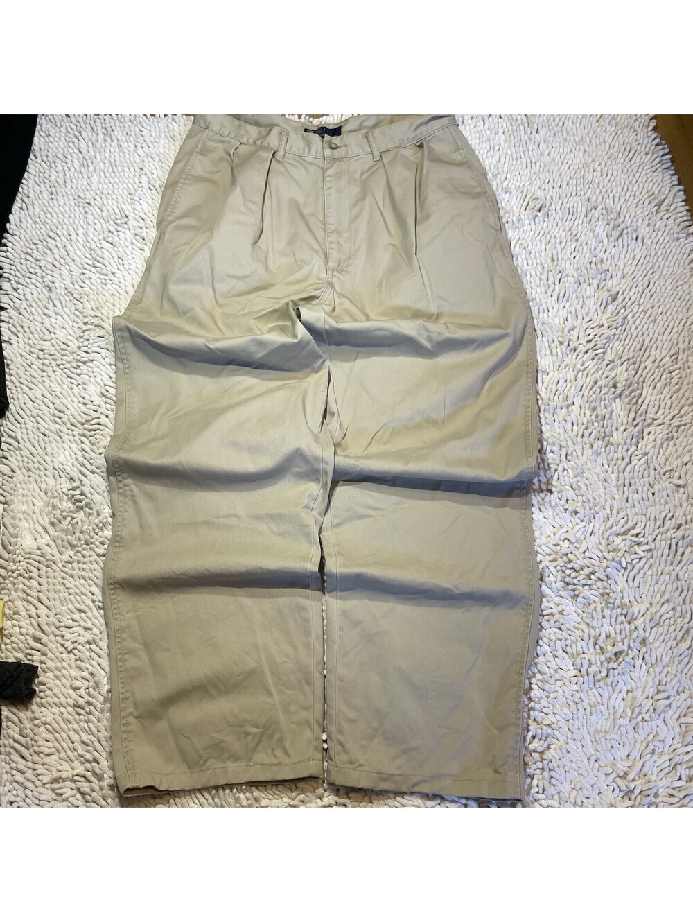 VTG Polo Ralph Lauren Double Pleated Chino Twill Pants Beige USA Made Men 32x30
